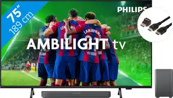 Coolblue Philips 75PUS8309 - Ambilight (2024) + Barre de Son + Câble HDMI aanbieding