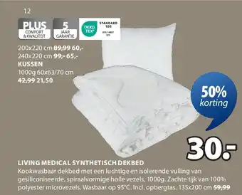 Jysk LIVING MEDICAL SYNTHETISCH DEKBED aanbieding