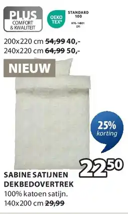 Jysk SABINE SATIJNEN DEKBEDOVERTREK aanbieding