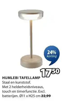 Jysk HUMLEBI TAFELLAMP aanbieding