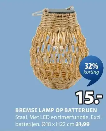 Jysk BREMSE LAMP OP BATTERIJEN aanbieding