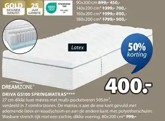 Jysk DRIVA GS100 SPRINGMATRAS aanbieding