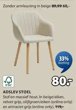 Jysk ADSLEV STOEL aanbieding