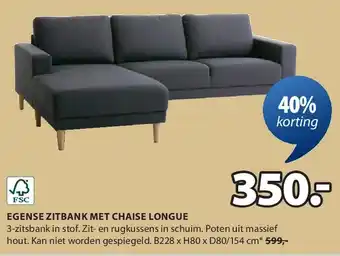 Jysk EGENSE ZITBANK MET CHAISE LONGUE aanbieding