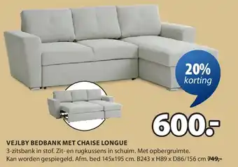 Jysk VEJLBY BEDBANK MET CHAISE LONGUE aanbieding