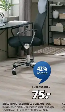 Jysk BILLUM PROFESSIONELE BUREAUSTOEL aanbieding