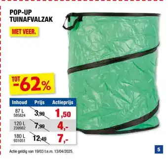 Hubo POP-UP TUINAFVALZAK 87L aanbieding