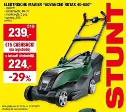 Hubo ELEKTRISCHE MAAIER ADVANCED ROTAK 40-650 aanbieding