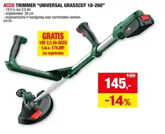 Hubo ACCU TRIMMER UNIVERSAL GRASSCUT 18-260 aanbieding