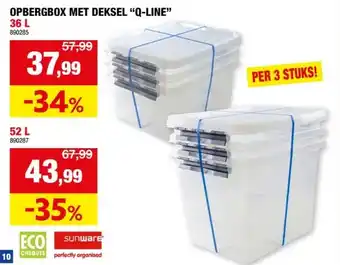 Hubo OPBERGBOX MET DEKSEL Q-LINE 36 L aanbieding