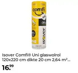 GAMMA Isover ComfiⓇ Uni glaswolrol 120x220 cm dikte 20 cm 2,64 m² aanbieding