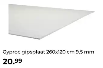 GAMMA Gyproc gipsplaat 260x120 cm 9,5 mm aanbieding