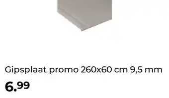 GAMMA Gipsplaat promo 260x60 cm 9,5 mm aanbieding