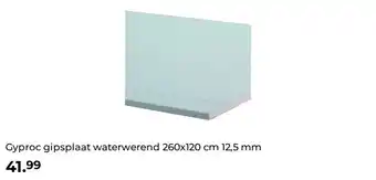 GAMMA Gyproc gipsplaat waterwerend 260x120 cm 12,5 mm aanbieding