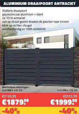 Bouwcenter Frans Vlaeminck Aluminium draaipoort antraciet aanbieding