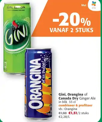 Comarkt Gini, Orangina of Canada Dry Ginger Ale in blik aanbieding