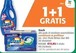 Comarkt Dash alle pods of vloeibare wasmiddelen aanbieding