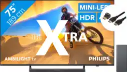 Coolblue Philips The Xtra 75PML9009 - QD Mini-LED (2024) + Philips TAB6309 + BlueBuilt Câble HDMI aanbieding