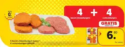 Carrefour 4 bacon-cheeseburgers kopen + 4 varkensburgers GRATIS aanbieding