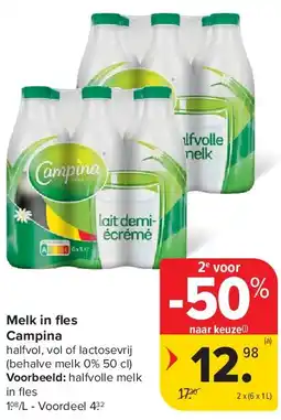 Carrefour Melk in fl es Campina aanbieding