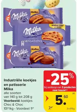 Carrefour Industriële koekjes en patisserie Milka aanbieding