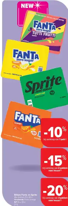 Carrefour Blikjes Fanta en Sprite aanbieding