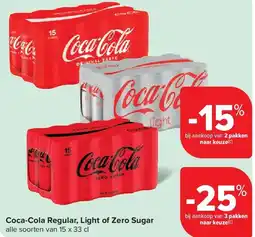 Carrefour Coca-Cola Regular, Light of Zero Sugar aanbieding