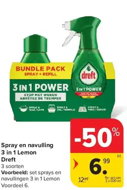 Carrefour Spray en navulling 3 in 1 Lemon Dreft aanbieding