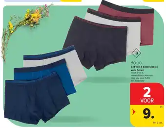 Carrefour Set van 3 boxers basic voor heren aanbieding