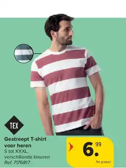 Carrefour Gestreept T-shirt voor heren aanbieding