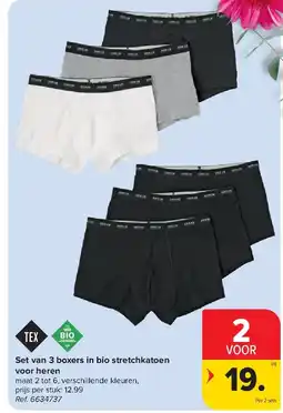 Carrefour Set van 3 boxers in bio stretchkatoen voor heren aanbieding