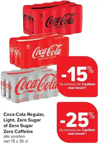 Carrefour Coca-Cola Regular, Light, Zero Sugar of Zero Sugar Zero Ca eine aanbieding