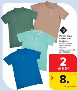 Carrefour Polo in piqué katoen voor kinderen aanbieding