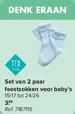 Carrefour Set van 2 paar feestsokken voor baby’s aanbieding