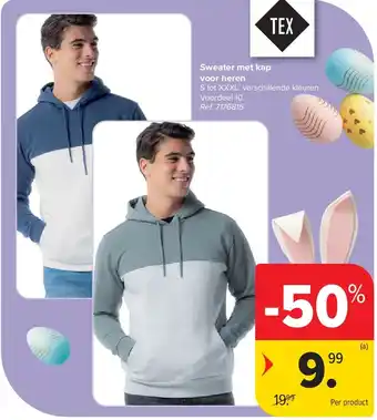 Carrefour Sweater met kap voor heren aanbieding