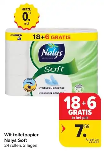 Carrefour Wit toiletpapier Nalys Soft aanbieding