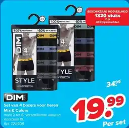 Carrefour Dim Set van 4 boxers voor heren Mix & Colors aanbieding