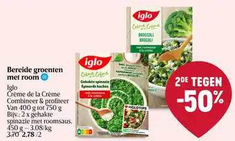 Delhaize Iglo bereide groenten met room aanbieding