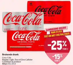 Delhaize Coca-col Bruisende drank Regular, Light, Zero of Zero Caffeine aanbieding