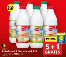 Lidl Milbona Halfvolle melk 1,5% of volle melk 3,5% aanbieding