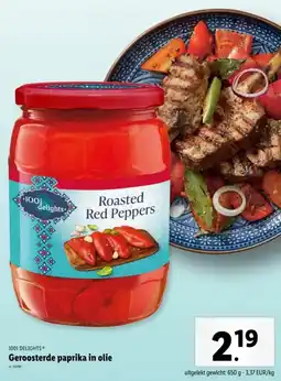 Lidl 1001 delights geroosterde paprika in olie aanbieding