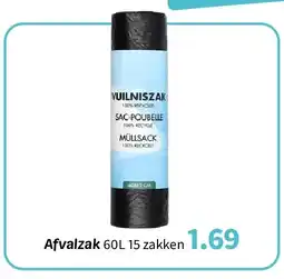 Wibra Afvalzak 60L 15 zakken aanbieding