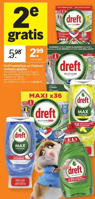 Albert Heijn Dreft handafwas en Platinum vaatwascapsules aanbieding