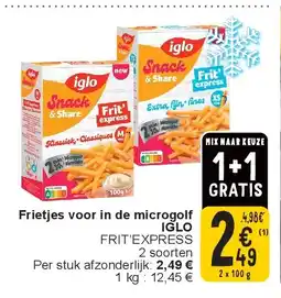 Cora Frietjes voor in de microgolf IGLO aanbieding