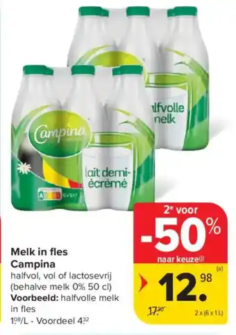 Carrefour Market Melk in fles campina aanbieding