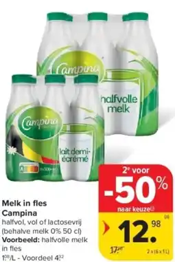 Carrefour Campina Melk in fles aanbieding