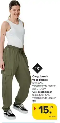 Carrefour Tex cargobroek voor dames aanbieding