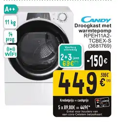 Cora Candy droogkast met warmtepomp  RPEH11A2- TCBEX-S aanbieding