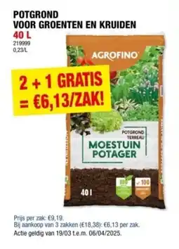 Hubo Potgrond voor groenten en kruiden aanbieding