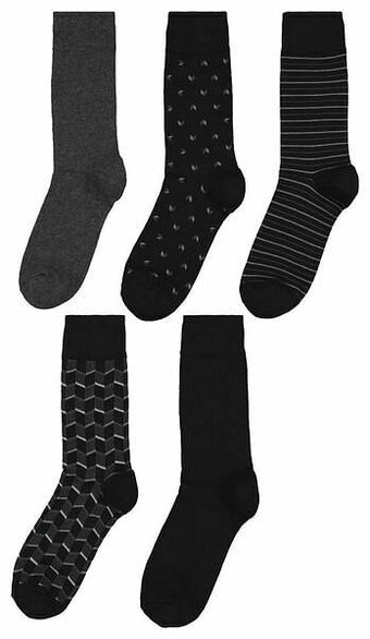 HEMA HEMA Herensokken Zigzag - 5 Paar Zwart (zwart) aanbieding